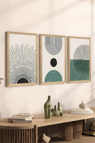 Artavessa 3 Parça Ahşap Çerçeve Görünümlü Mdf Poster Tablo Seti - Set 1
