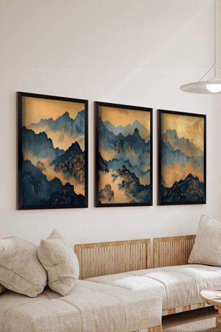 Artavessa 3 Parça Siyah Çerçeve Görünümlü Mdf Poster Tablo Seti - Set 23