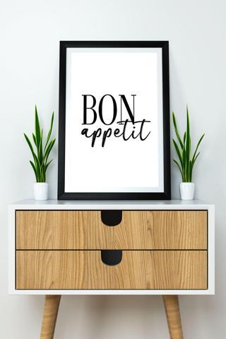 Artavessa Tek Parça 33X48 Cm Çerçeve Görünümlü Yazılı Mdf Tablo "Bon Appetit"