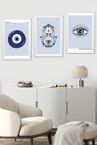 Artavessa 3 Parça Beyaz Çerçeve Görünümlü Mdf Poster Tablo Seti - Set 01