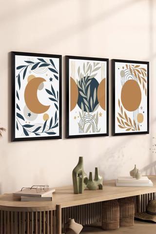 Artavessa 3 Parça Siyah Çerçeve Görünümlü Mdf Tablo Seti - Set 27