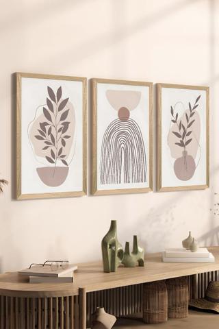 Artavessa 3 Parça Ahşap Çerçeve Görünümlü Mdf Poster Tablo Seti - Set 58