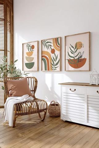 Artavessa Gerçek Ahşap Çerçeveli 3 Parça 3D Poster Tablo Seti - Ersy3Set23