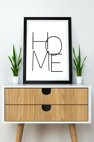 Artavessa Tek Parça Çerçeve Görünümlü Yazılı Mdf Tablo "Home"