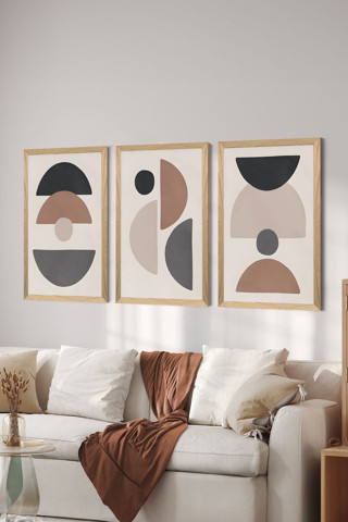 Artavessa 3 Parça Ahşap Çerçeve Görünümlü Mdf Poster Tablo Seti - Set 88