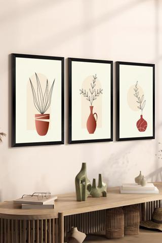 Artavessa 3 Parça Siyah Çerçeve Görünümlü Mdf Tablo Seti - Set 9