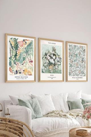 Artavessa 3 Parça Ahşap Çerçeve Görünümlü Mdf Tablo Seti - Ersycrvsz3Set16