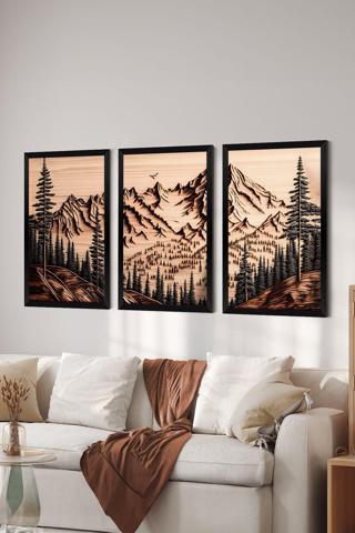 Artavessa 3 Parça Siyah Çerçeve Görünümlü Mdf Poster Tablo Seti - Set 1