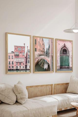 Artavessa 3 Parça Ahşap Çerçeve Görünümlü Mdf Tablo Seti - Ersycrvsz3Set3