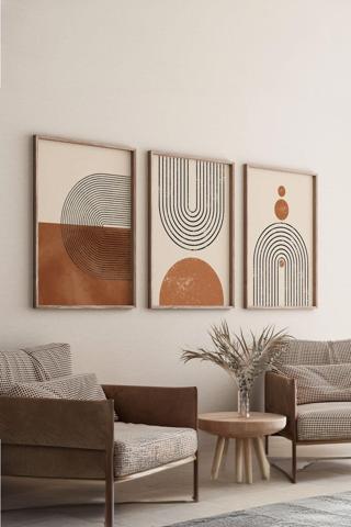 Artavessa Gerçek Ahşap Çerçeveli 3 Parça 3D Poster Tablo Seti