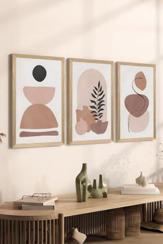 Artavessa 3 Parça Ahşap Çerçeve Görünümlü Mdf Poster Tablo Seti - Set 50