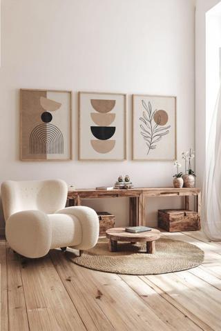 Artavessa Gerçek Ahşap Çerçeveli 3 Parça 3D Poster Tablo Seti