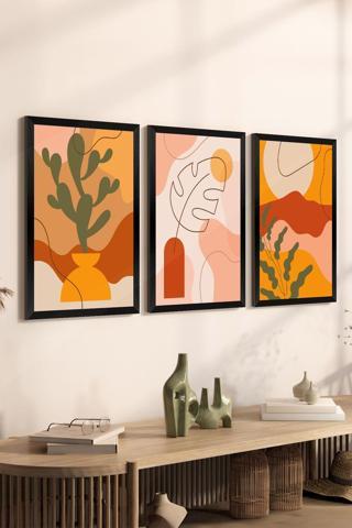 Artavessa 3 Parça Siyah Çerçeve Görünümlü Mdf Tablo Seti - Set 1