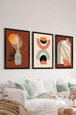 Artavessa 3 Parça Siyah Çerçeve Görünümlü Mdf Tablo Seti - Set 22