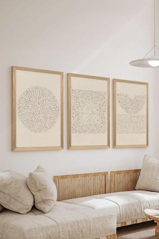 Artavessa 3 Parça Ahşap Çerçeve Görünümlü Mdf Poster Tablo Seti - Set 15