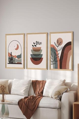 Artavessa 3 Parça Ahşap Çerçeve Görünümlü Mdf Tablo Seti - Ersycrvsz3Set9