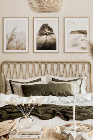 Artavessa 3 Parça Ahşap Çerçeve Görünümlü Mdf Tablo Seti