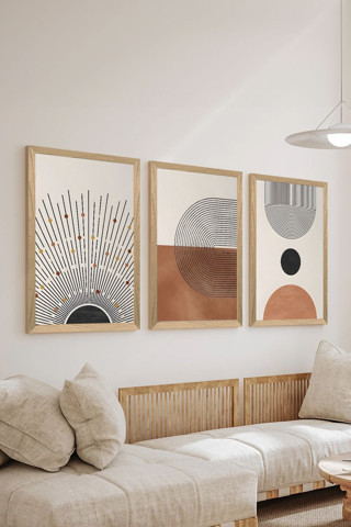 Artavessa 3 Parça Ahşap Çerçeve Görünümlü Mdf Poster Tablo Seti - Set 3