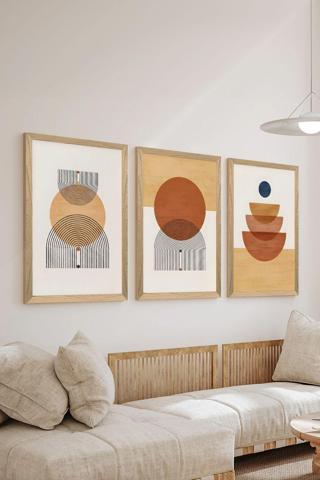 Artavessa 3 Parça Ahşap Çerçeve Görünümlü Mdf Poster Tablo Seti - Set 7