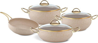 FMS G5018 Mercan 7 Parça Granit Tencere Seti Bej