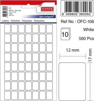 Tanex Ofc-106 Beyaz Ofis Etiketi 12X17mm 10 Syf - 560 Adet