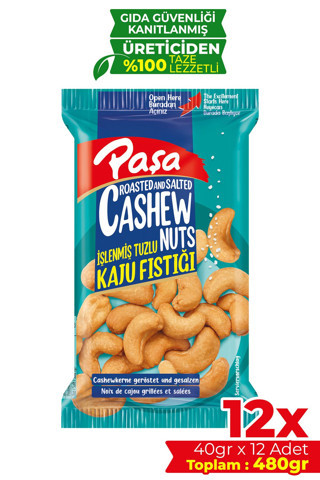İşlenmiş Tuzlu Kaju Fıstığı 40 gr X 12 Adet (480 GR)