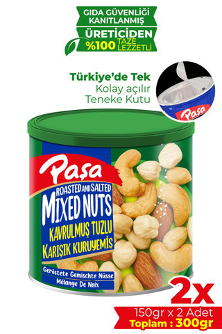 Kavrulmuş Karışık Kuruyemiş Teneke Kutu 150 gr X 2 Adet (300 GR)