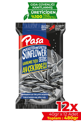 Kavrulmuş Tuzlu Siyah Ay Çekirdeği 40 gr X 12 Adet (480 GR)
