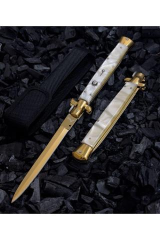 Hayvan Outdoor İtalyan Model Kaliteli Sedef Gold Stiletto Çakı - 33 Cm