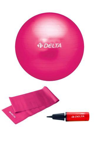 Delta 65 cm Pilates Topu 120 x 15 cm Orta Sert Bant Pompa Seti