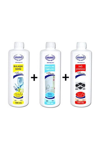 Bulaşık Sıvısı 100ml + Yağ Çöz 100ml + Bahar Kokulu Banyo Wc 100ml