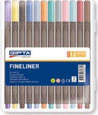Gıpta Fineliner Keçe Uç Kalem 0.4 MM Üçgen 12 Renk 4-K606000-5001