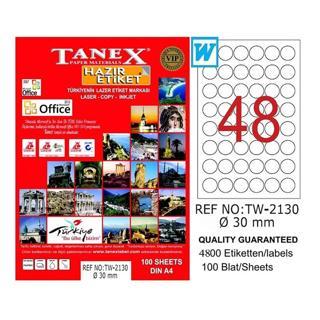 Tanex Tw-2130 Lazer Etiket Yuvarlak 30 Mm Tw2130Las10100