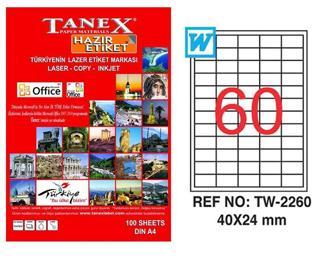 Tanex Tw-2260 Lazer Etiket 24X40 Mm Tw2260Las10100