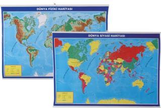 Gülpaş Harita Dünya Fiziki Ve Siyasi Çıtalı 70X100 Cm (Çift Taraflı Selefonlu 1 Adet) G-998