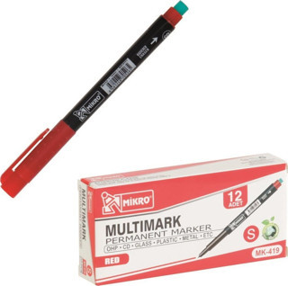 Mikro Mk-419 Cd-Dvd Kalemi Asetat Kalemi S Kırmızı 12 Li Mk-419-Sk (1 Paket 12 Adet)
