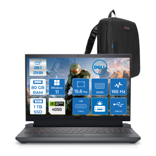 Dell Gaming G15 5530 Intel Core I7 13650HX 80GB Ddr5 1tb SSD Windows 11 Pro RTX4050 6gb 140W 15.6" Fhd (1920X1080) 165HZ 3ms 300 Nits Taşınabilir Bilgisayar G155530010UP26 + Zetta Çanta