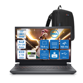 Dell Gaming G15 5530 Intel Core I7 13650HX 24GB Ddr5 2tb SSD Freedos RTX4060 8gb 140W 15.6" Fhd (1920X1080) 165HZ 3ms 300NİTS Taşınabilir Bilgisayar G155530014UF07 + Zetta Çanta