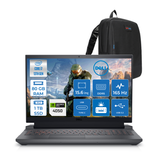 Dell Gaming G15 5530 Intel Core I7 13650HX 80GB Ddr5 1tb SSD Freedos RTX4050 6gb 140W 15.6" Fhd (1920X1080) 165HZ 3ms 300 Nits Taşınabilir Bilgisayar G155530010UF26 + Zetta Çanta