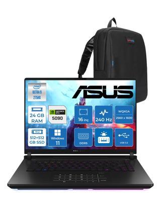 Asus Rog Strix Scar 16 G635LX-RW145 Ultra 9 275HX Aı 24GB GB 512GB SSD +512GB SSD 24GB/RTX5090 Gddr7 175W 16" Wqxga 240Hz 3ms 1200NITS WIN11PRO Gaming Laptop WRW14502+ZETTAÇANTA
