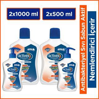 Activex Sıvı Sabun Aktif  2x1 LT + 2x500 Ml