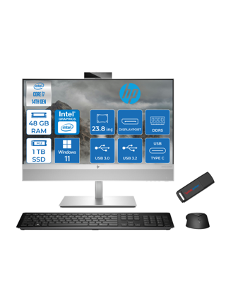 Hp Eliteone 840 G9 14.nesil Intel® Core I7 14700 48GB Ddr5 1tb SSD Fhd 23.8" IPS Windows 11 Pro All In One Bilgisayar 7B1D4EAW13 + Zetta Bellek