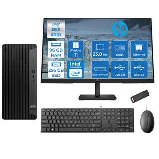 Hp Pro Tower 400 G9 Intel Core I7 14700 96GB Ddr5 256GB SSD 23.8" Fhd Windows 11 Pro Intel® UHD Graphics 730 Masaüstü Bilgisayar 235V5M2ESP01 + Zetta USB Bellek