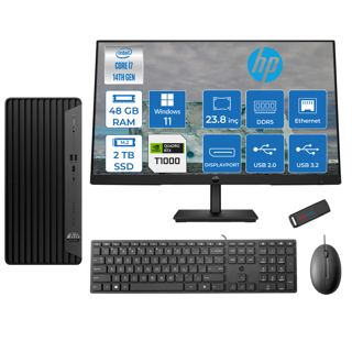 Hp Pro Tower 400 G9 Intel Core I7 14700 48GB Ddr5 2tb SSD 23.8" Fhd Windows 11 Home Quadro T1000-4GB Masaüstü Bilgisayar 235V5M2EST1000H24 + Zetta USB Bellek
