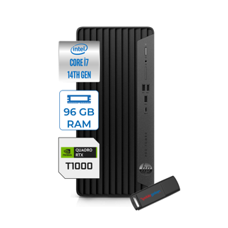 Hp Pro Tower 400 G9 Intel Core I7 14700 96GB Ddr5 512GB SSD Windows 11 Pro Quadro T1000-4GB Masaüstü Bilgisayar 5V5M2EST1000P02 + Zetta USB Bellek