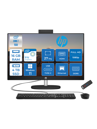 Hp 27-CR1013NT Intel Core Ultra 7 155U 16GB Ddr5 4tb SSD Windows 11 Pro Intel® Aı Boost 27 Inç IPS Fullhd All In One Bilgisayar B88GNEAP04+ Zetta Flash Bellek