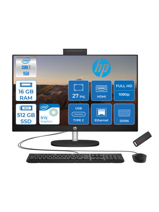 Hp 27-CR1013NT Intel Core Ultra 7 155U 16GB Ddr5 512GB SSD Freedos Intel® Aı Boost 27 Inç IPS Fullhd All In One Bilgisayar B88GNEAF01+ Zetta Flash Bellek