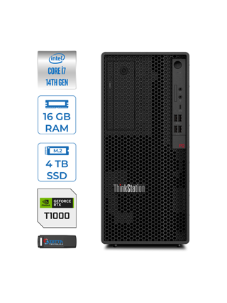 Lenovo Thinkstation P2 Intel® Vpro I7 14700 16GB Ddr5 4tb SSD 8GB/T1000 Windows 11 Pro Raid Destekli Masaüstü Iş Istasyonu 30FR001HTRWP5 + Zettausbbellek