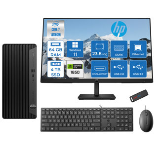Hp Pro Tower 400 G9 Intel Core I7 14700 64GB Ddr5 4tb SSD 23.8" Fhd Windows 11 Pro Nvidia GTX1650-4GB Masaüstü Bilgisayar 235V5M2ESGTX1650P30 + Zetta USB Bellek