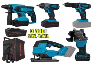  Catpower 4150 Akülü 5'li Alet Seti (Kömürsüz Motor) 3 Adet 4 Ah Akü